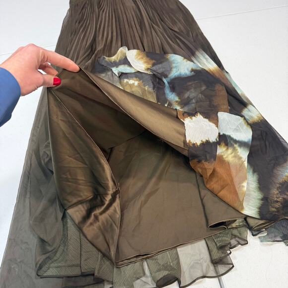 AMUR Sue Pleated Gown tie diy green spaghetti streps Size 2 - Picture 5 of 8